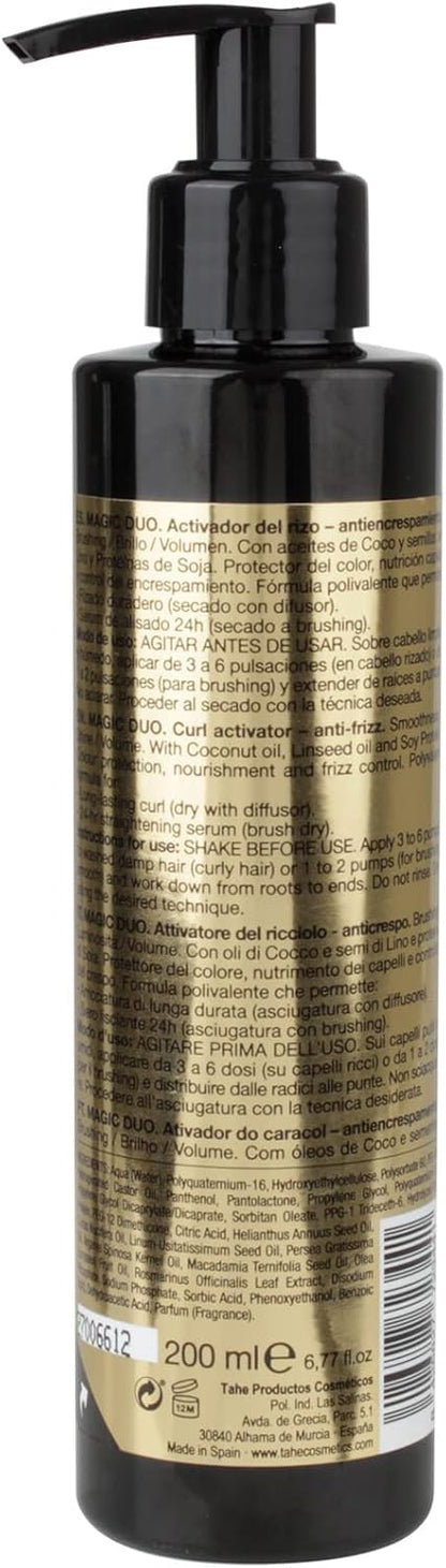 Tahe Magic Duo de doble función Activador del rizo/Alisado Antiencrespamiento, protección, nutrición y anti-frizz, 200 ml