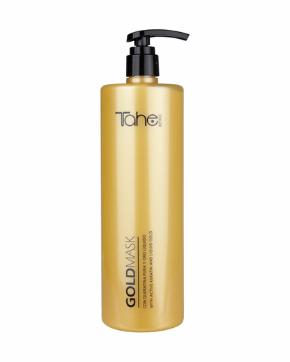TAHE - Botanic Gold Mascarilla Capilar Regeneradora con Queratina Pura, Oro Líquido y Aceite de Aguacate 1000 ml - Repara y Protege el Cabello Teñido