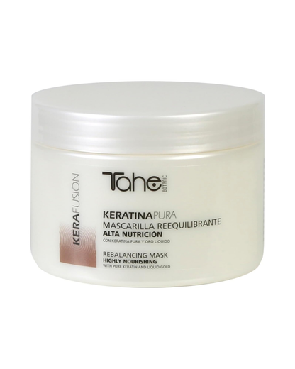 TAHE - Kerafusion Mascarilla Reequilibrante Queratina Pura 300 ml - Nutre, Repara y Controla el Encrespamiento - Cabello Seco y Post Alisado