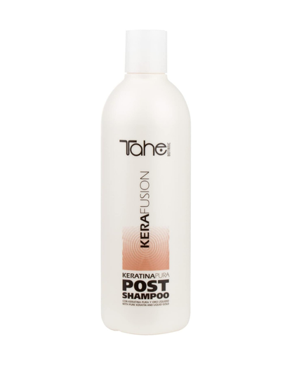 TAHE - Kerafusion Champú Post Alisador Fibra a Fibra con Queratina Pura y Oro Líquido 500ml - Alarga el Alisado y Controla el Frizz - Sin Sulfatos